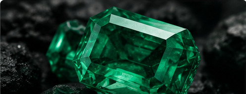 Rough emerald crystal being examined